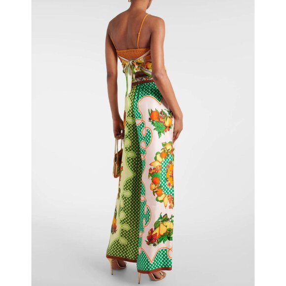 Alémais Lemonis Fruit Print Palazzo Silk Wide Leg Pants Size 6 - Picture 3 of 7